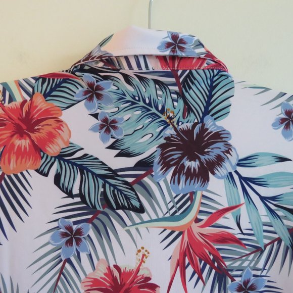 WAGGLE Tropic Breeze Hawaiian Stretch Golf Polo Shirt - Size L - Picture 12 of 14